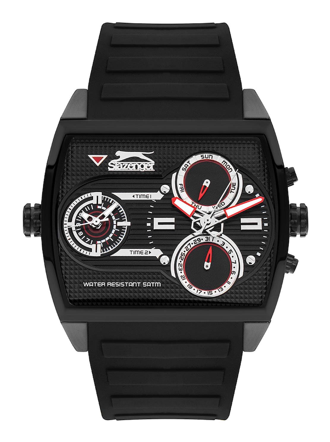 Slazenger SL.09.2208.2.01 Takvimli 66 mm Siyah Silikon Kordon Analog Erkek Kol Saati