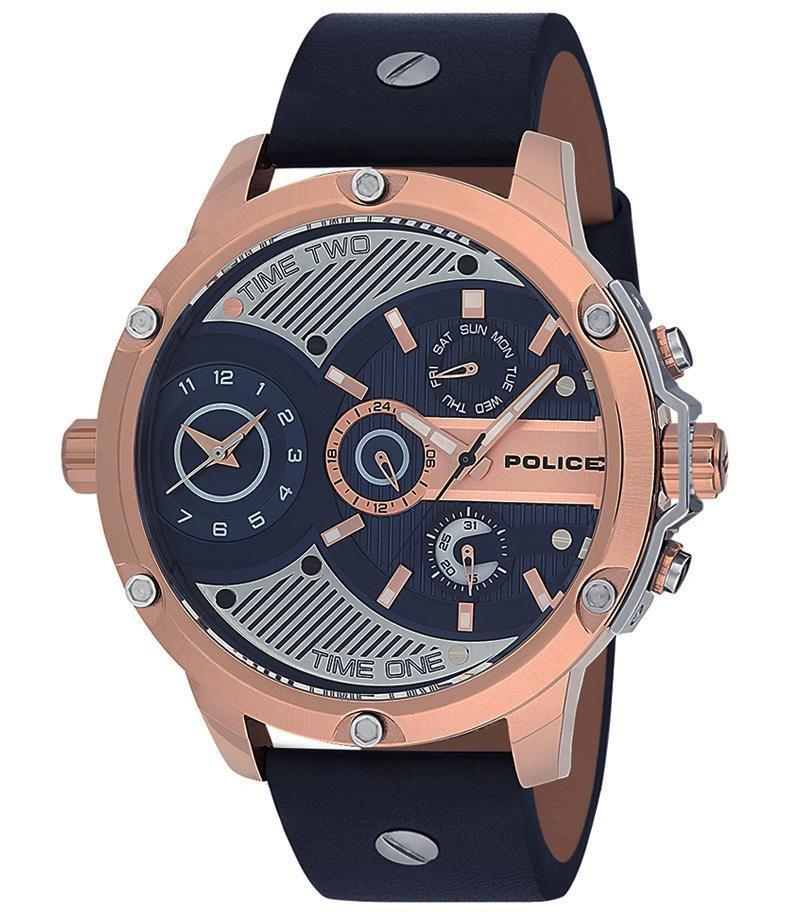 Police PL.15049JBCR.03 Takvimli 46-50 mm Siyah Deri Kordon Analog Kol Saati