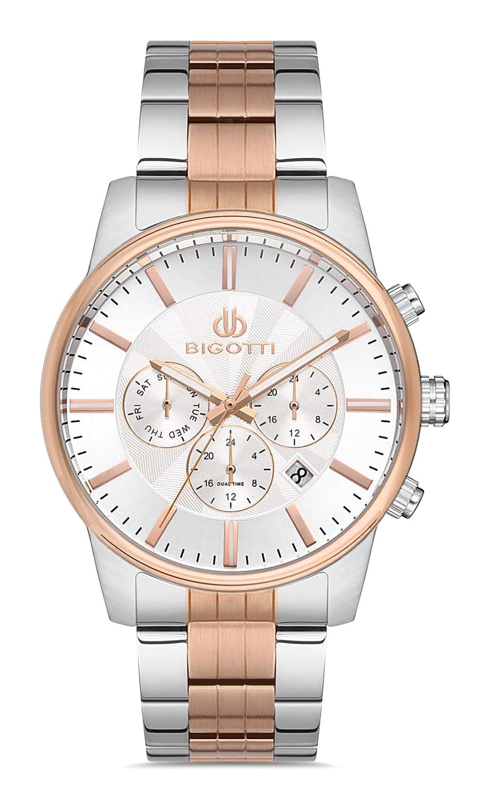 Bigotti BG.1.10282.2 Takvimli 44 mm Gri-Rose Gold Çelik Kordon Analog Erkek Kol Saati