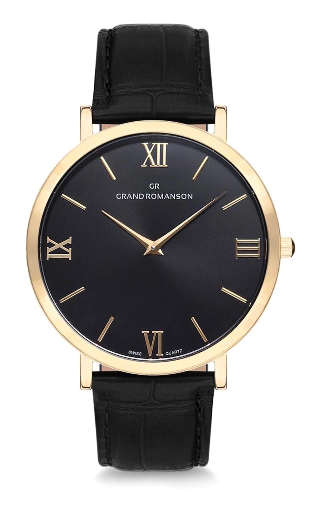 Grand Romanson GR.1.AG1239.07 42 mm Siyah Deri Kordon Analog Erkek Kol Saati