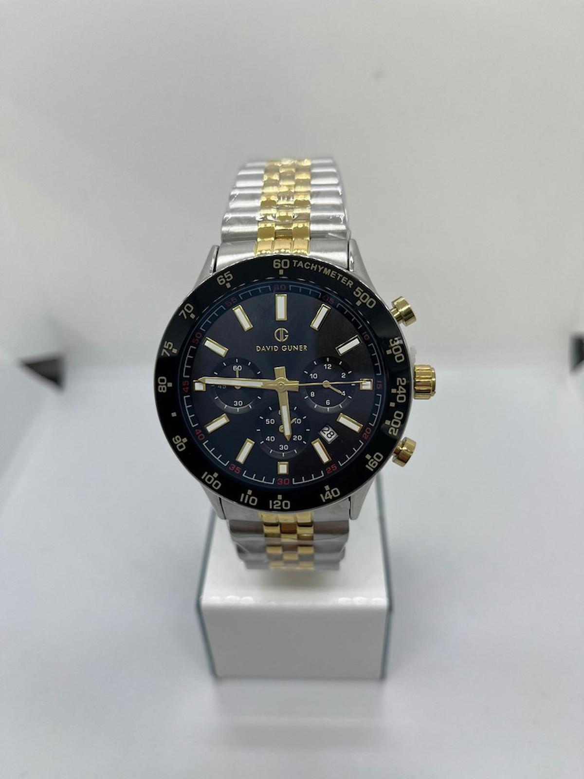 David Guner DG-8666GA-D2 Takvimli 42 mm Çelik Kordon Analog Kol Saati