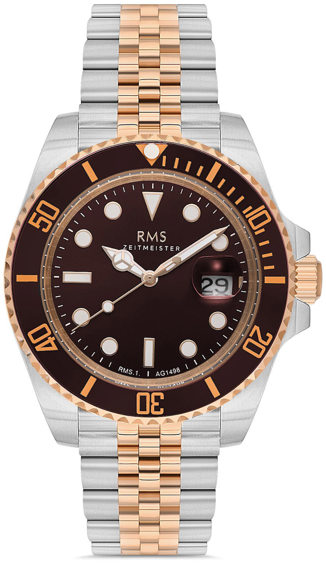 Romanson RMS.1.AG1498.05 Takvimli 41 mm Çelik Kordon Analog Kol Saati