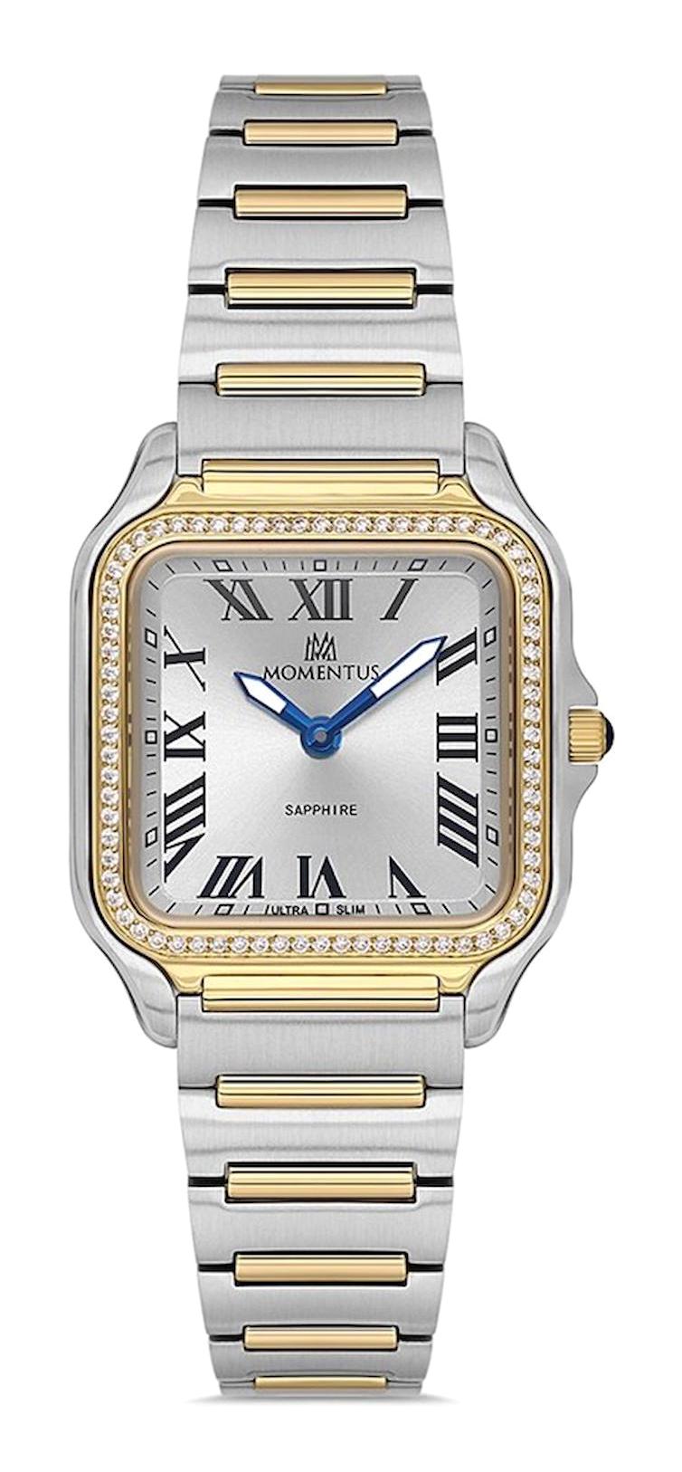 Momentus SS348T-02SG Takvimli 44 mm Altın-Çelik Kordon Analog Kadın Kol Saati
