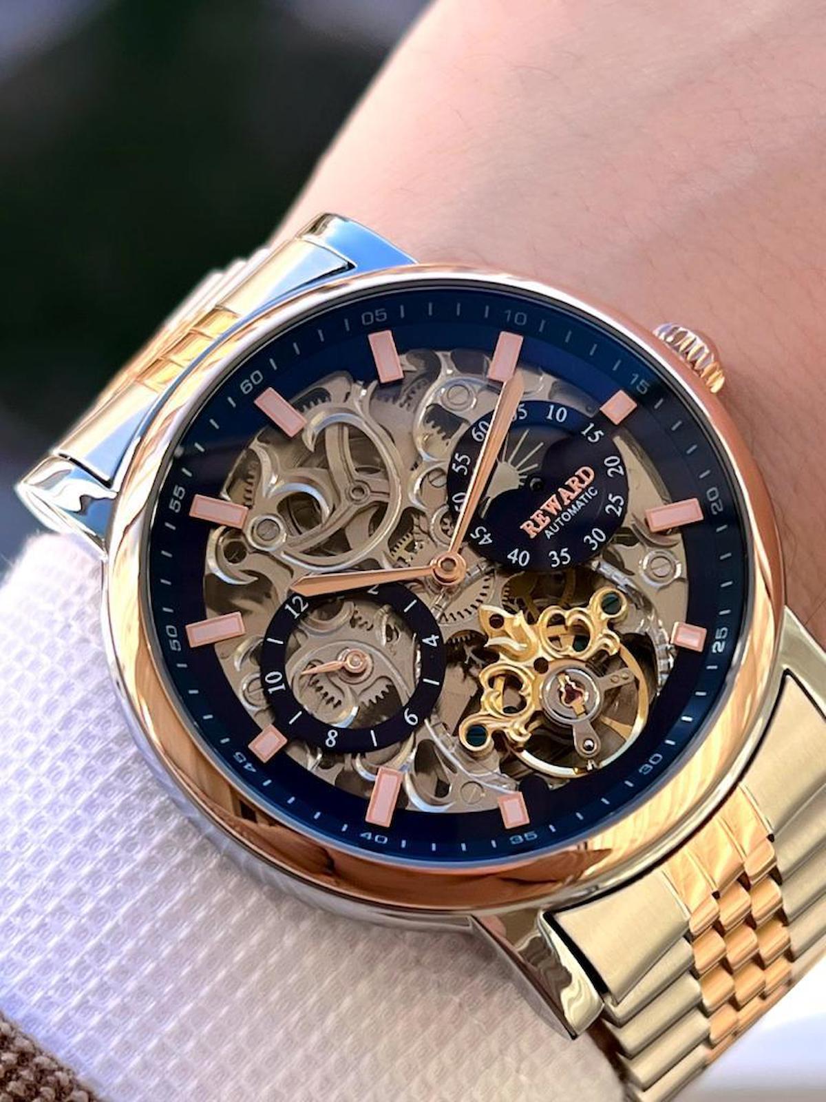 Reward EA.143796 45 mm Gri-Rose Gold Çelik Kordon Analog Erkek Kol Saati