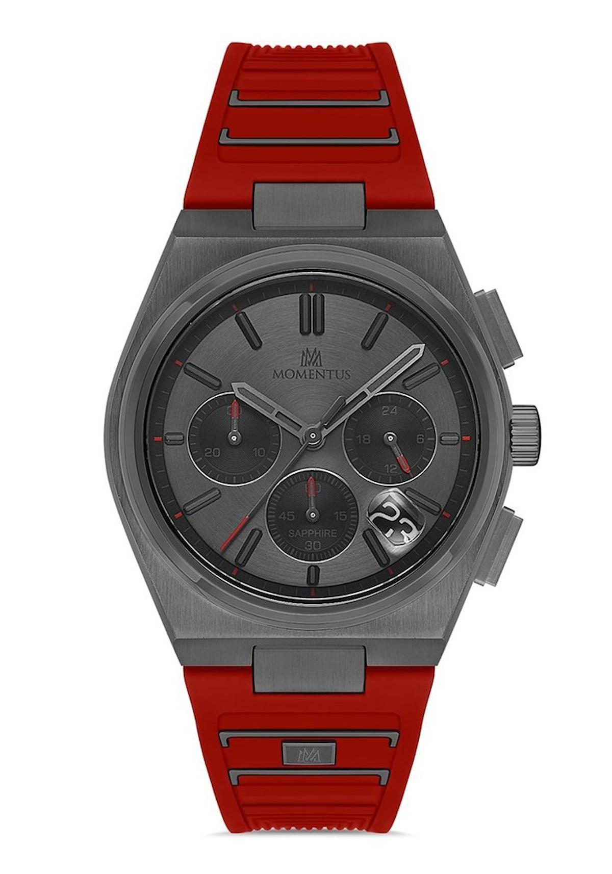 Momentus TM345N-04KS Takvimli 43 mm Kırmızı Plastik Kordon Analog Erkek Kol Saati