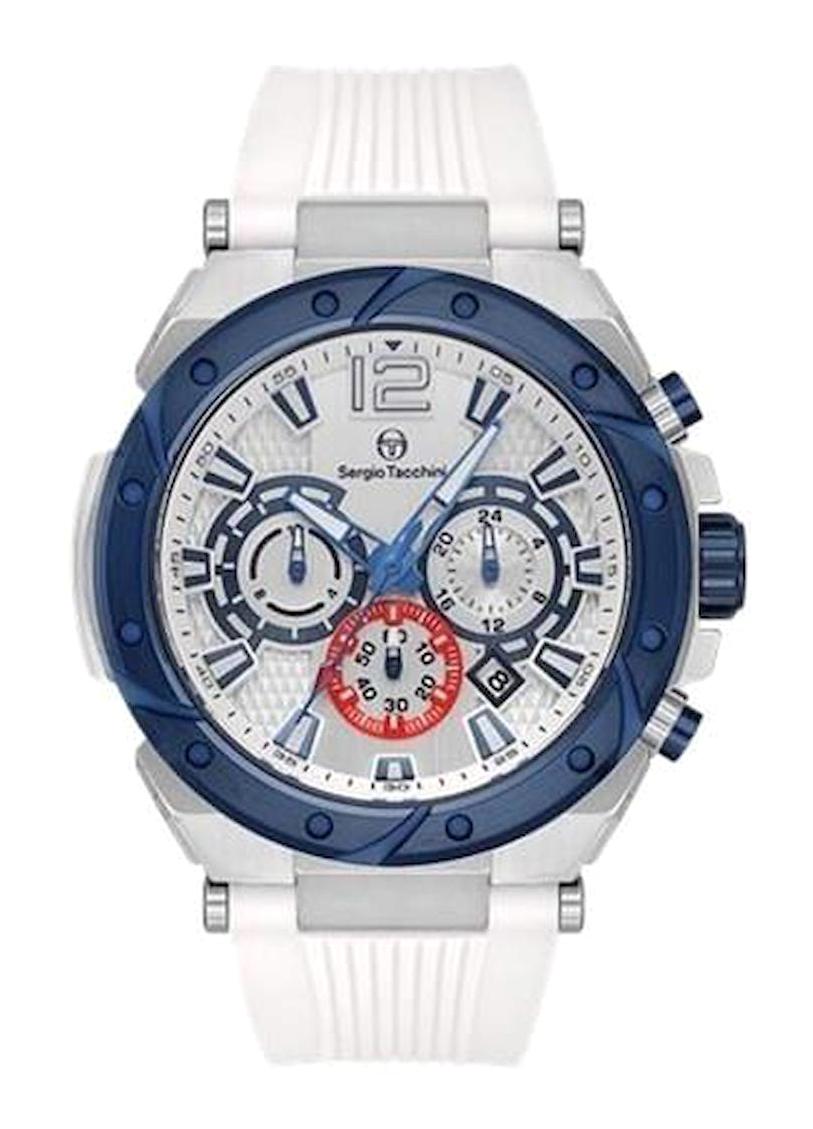 Sergio Tacchini ST.5.10003.5 Takvimli 45 mm Beyaz Silikon Kordon Analog Erkek Kol Saati