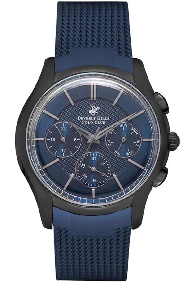 Beverly Hills Polo Club BP3013X690 Takvimli 43 mm Lacivert Çelik-Hasır Kordon Analog Kol Saati