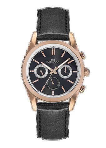 Belmond HRG620451 Takvimli 46 mm Siyah Deri Kordon Analog Erkek Kol Saati