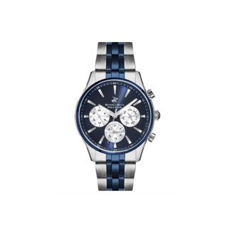 Beverly Hills Polo Club BP3009X390 Takvimli 42 mm Gri-Lacivert Çelik Kordon Analog Kol Saati
