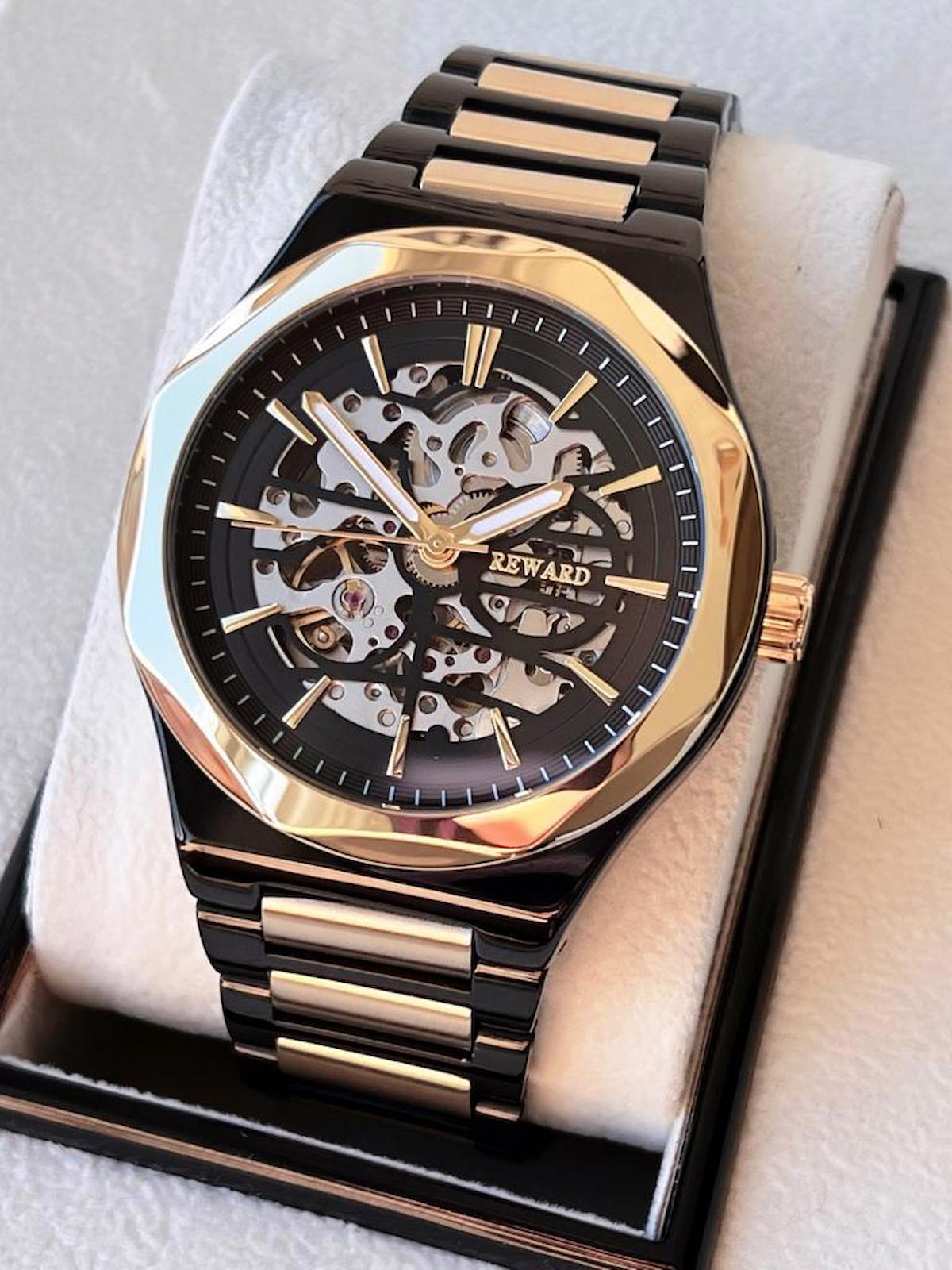 Reward RWD.02 44 mm Rose Gold-Siyah Çelik Kordon Analog Erkek Kol Saati