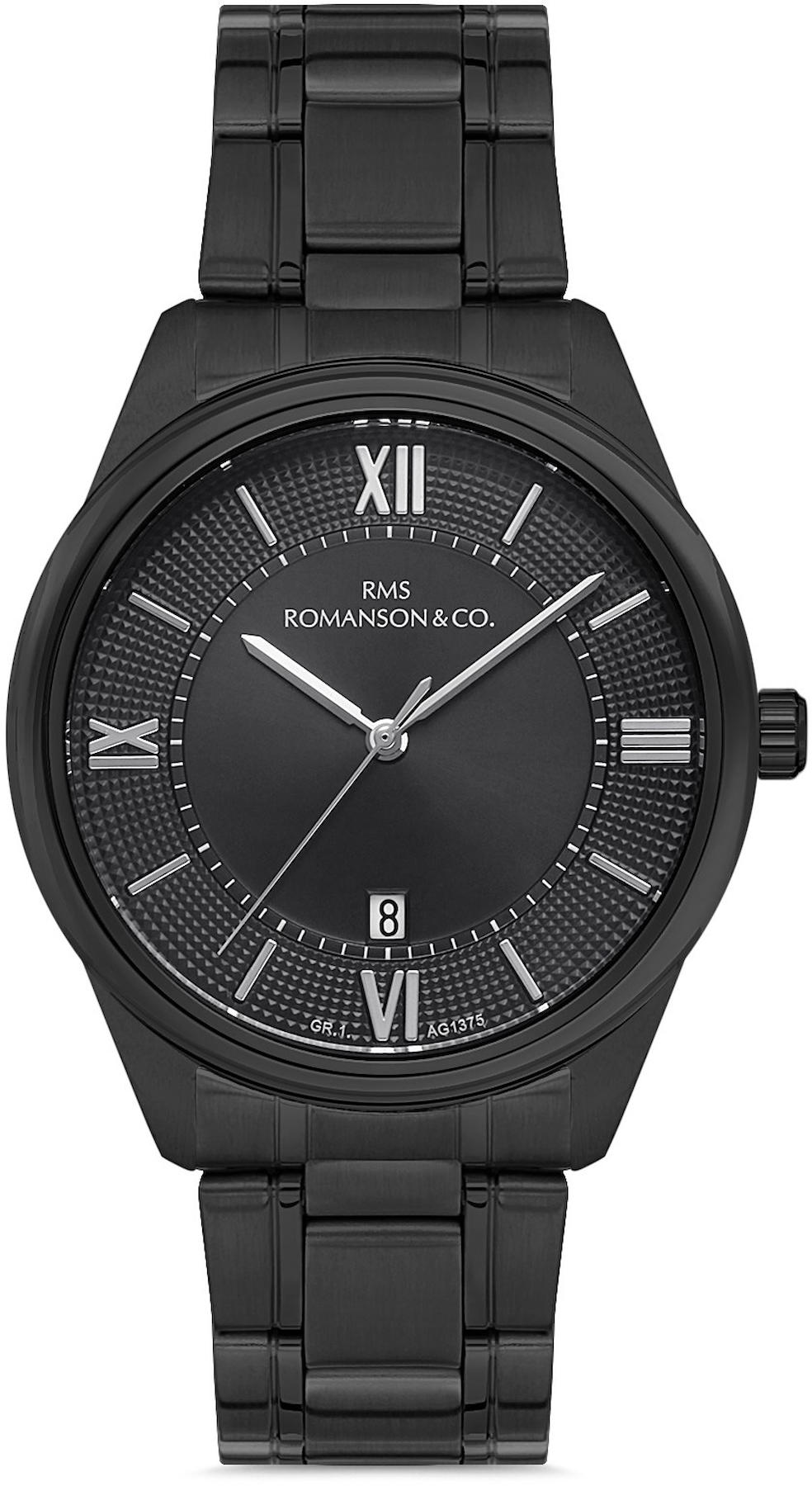 Romanson GR.1.AG1375.07 Takvimli 41 mm Siyah Çelik Kordon Analog Kol Saati