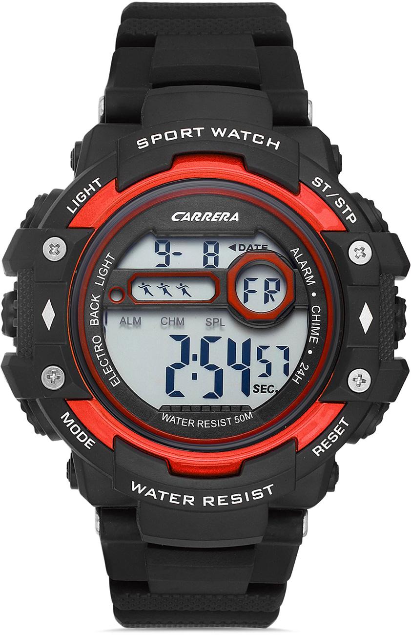 Carrera CRR-M13SK25-DI01R Takvimli 53 mm Siyah Silikon Kordon Dijital Kol Saati