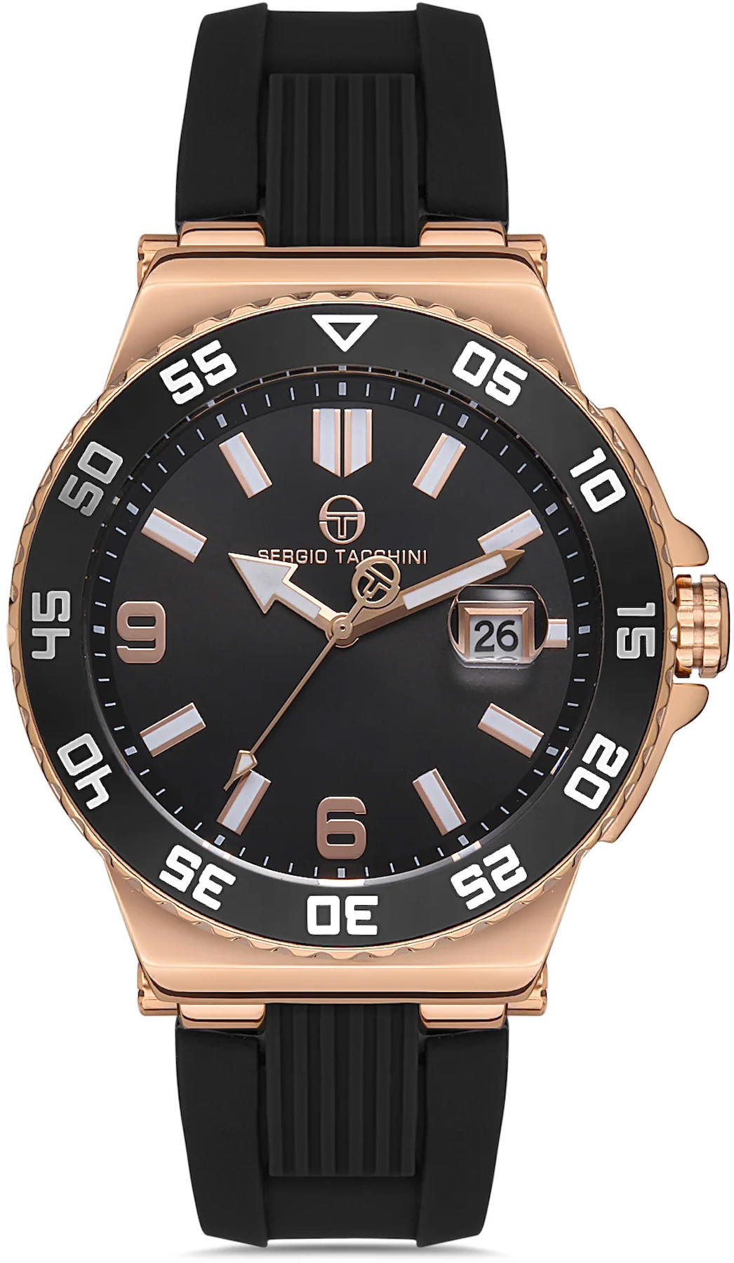 Sergio Tacchini ST.1.10326.4 Takvimli 42 mm Siyah Silikon Kordon Analog Kol Saati
