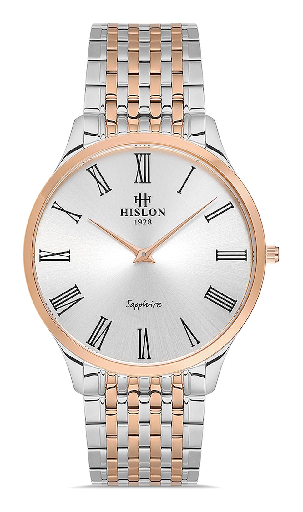 Hislon CL135T-03SR 40 mm Gri-Rose Gold Çelik Kordon Analog Erkek Kol Saati