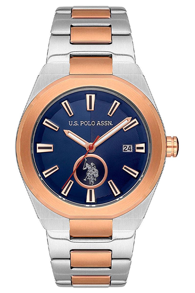 U.S. Polo Assn USPA1062-01 Takvimli 42 mm Gri-Rose Gold Çelik Kordon Analog Erkek Kol Saati