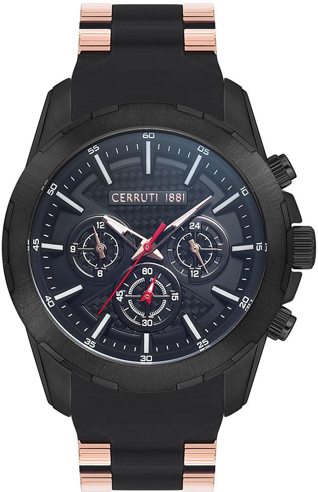 Cerruti 1881 CRA27803 Takvimli Si̇yah Silikon Kordon Analog Erkek Kol Saati
