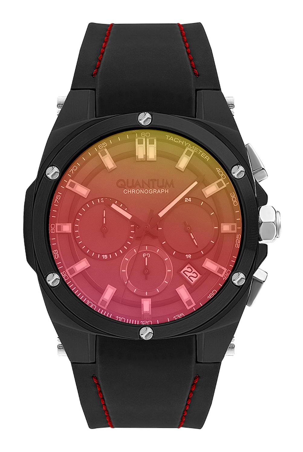 Quantum HNG905.668 Takvimli 45 mm Siyah Silikon Kordon Analog Erkek Kol Saati