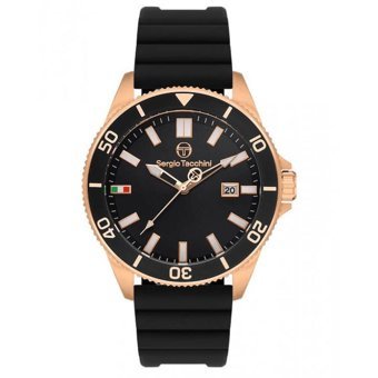 Sergio Tacchini ST.1.10382.4 Takvimli Siyah Silikon Kordon Analog Erkek Kol Saati