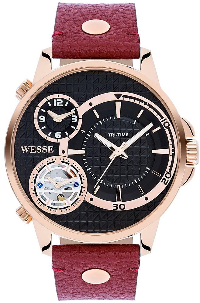 Wesse WWG400906L Pusulalı Takvimli 50 mm Kırmızı Deri Kordon Analog Kol Saati