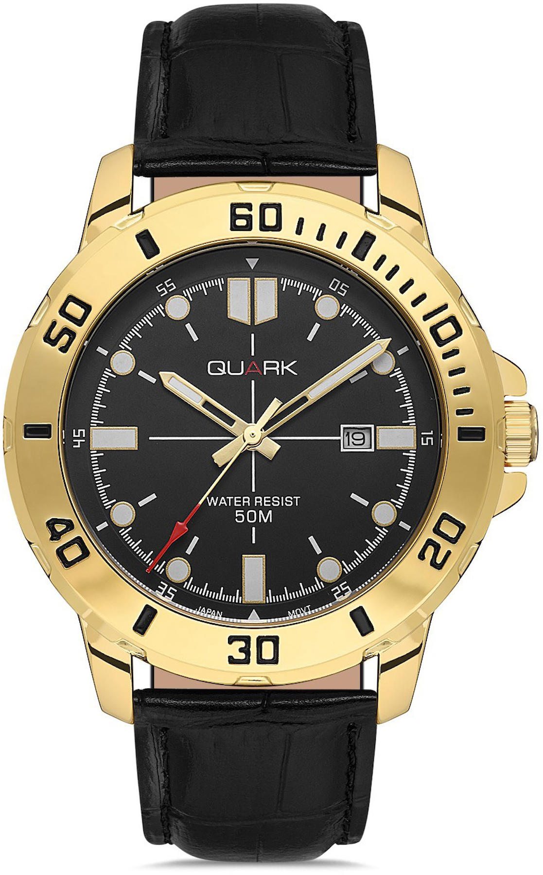 Quark QM-VD01GL-1E Takvimli 42 mm Siyah Çelik Kordon Analog Kol Saati