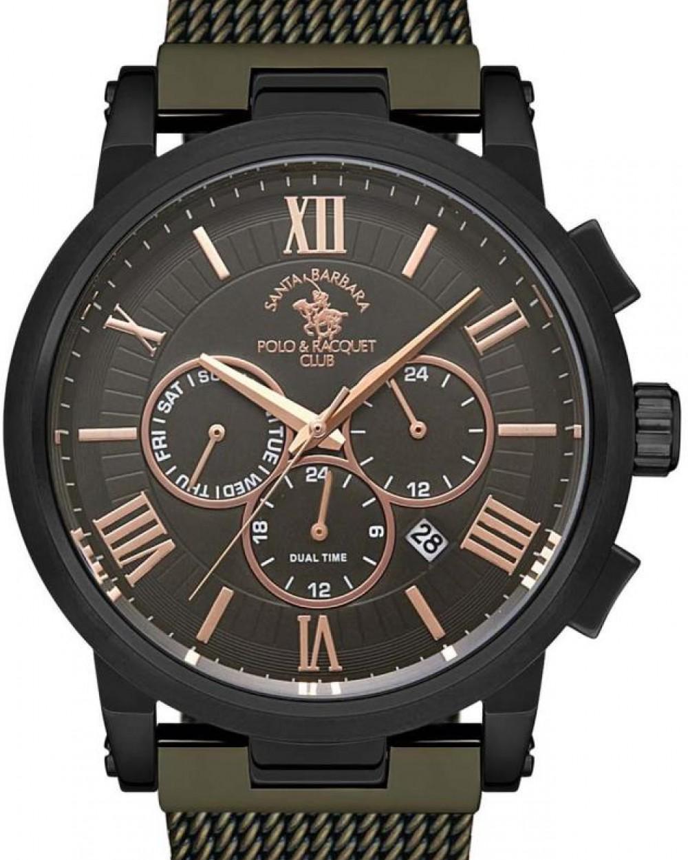 Santa Barbara Polo & Racquet Club SB.1.10299.5 Takvimli 44 mm Yeşil Çelik Kordon Analog Kol Saati