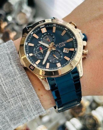 Jg. Polo Club JPC.0322.3172M.03 Takvimli 43 mm Lacivert Çelik Kordon Analog Erkek Kol Saati