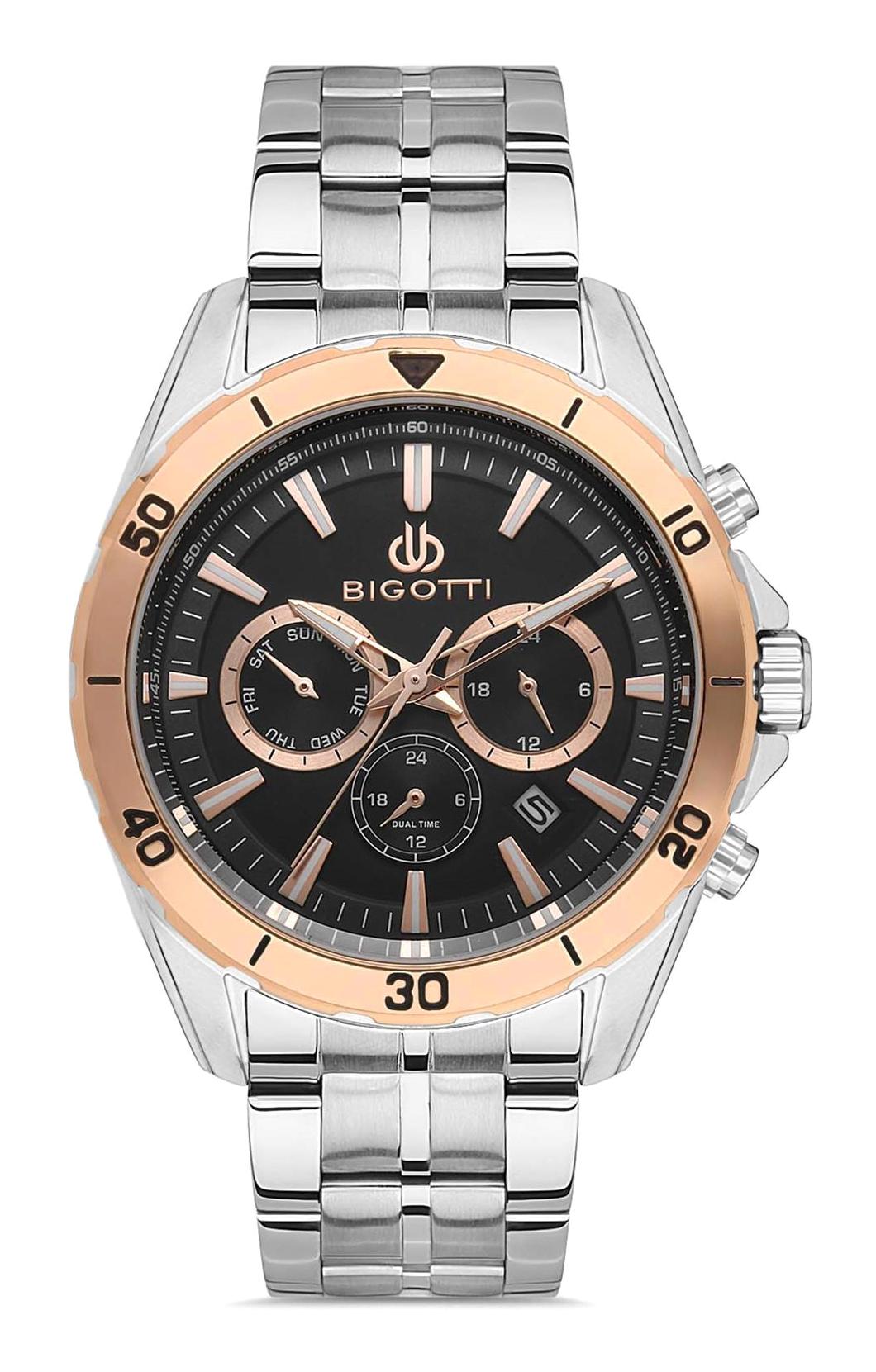 Bigotti BG.1.10369.3 Takvimli 45 mm Çelik Kordon Analog Erkek Kol Saati