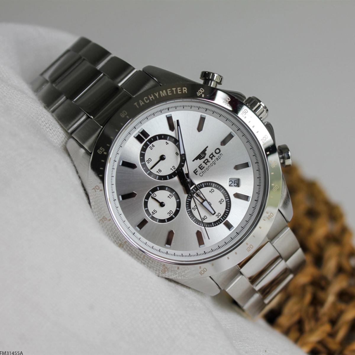 Ferro FM31455A Takvimli 44 mm Çelik Kordon Analog Erkek Kol Saati
