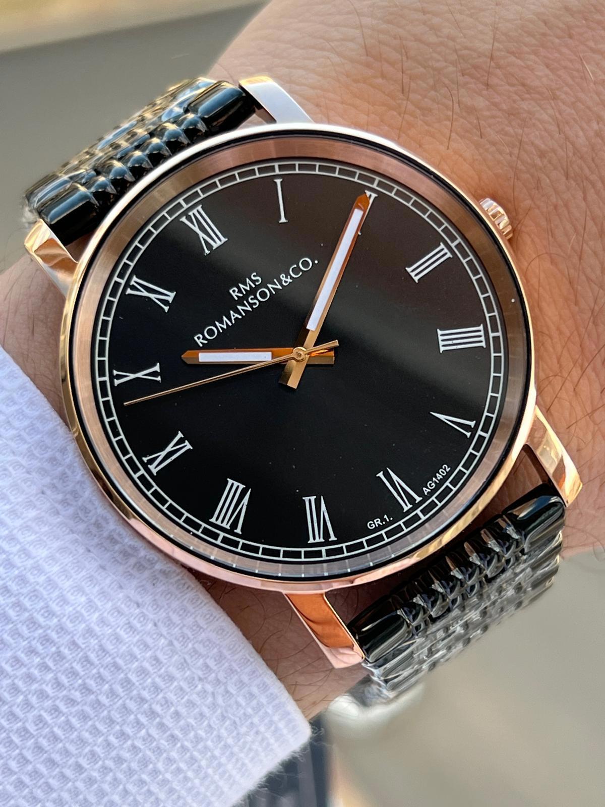 Romanson AG1402.04 Siyah Çelik Kordon Analog Erkek Kol Saati