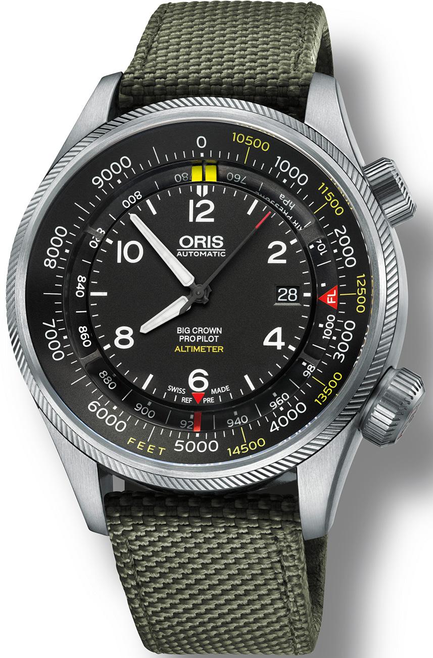 Oris 733-7705-4134-SET-5-23-14FC Takvimli 47 mm Yeşil Kanvas Kordon Analog Kol Saati