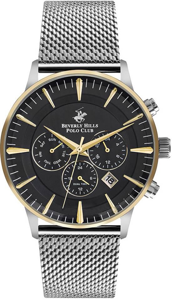 Beverly Hills Polo Club BP3120X250 Takvimli 45 mm Çelik-Hasır Kordon Analog Erkek Kol Saati