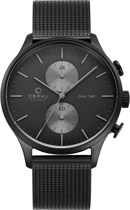 Obaku Denmark V196GUBBMB Takvimli 42 mm Siyah Çelik Kordon Analog Kol Saati