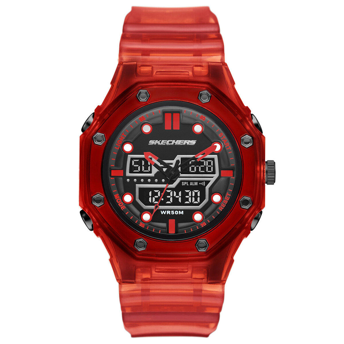 Skechers SR1166 Takvimli 45 mm Kırmızı Plastik Kordon Analog Erkek Kol Saati