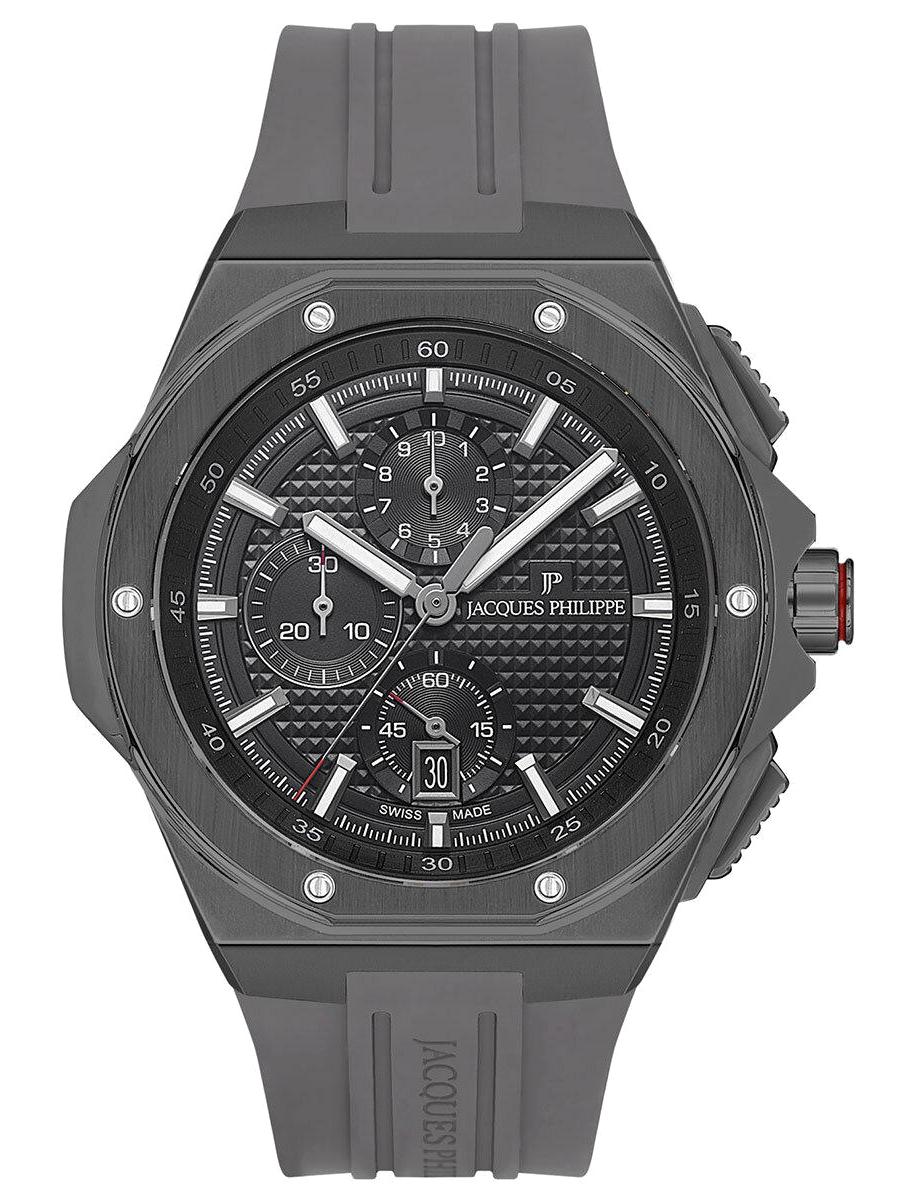 Jacques Philippe JPQGC488417 Pusulalı Takvimli 44 mm Füme Plastik Kordon Analog Erkek Kol Saati