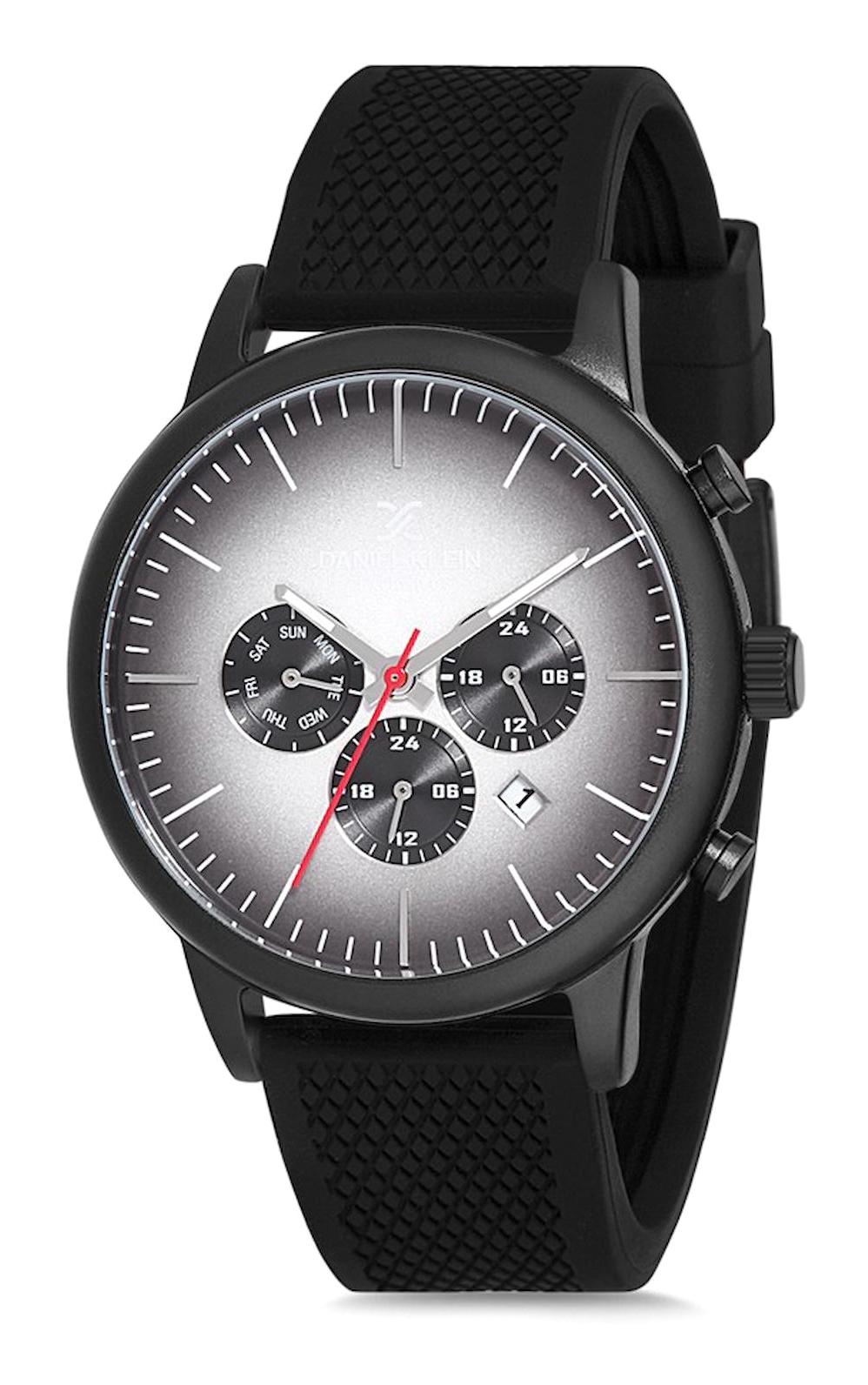 Daniel Klein DK012842H-01 Takvimli 45 mm Siyah Silikon Kordon Analog Erkek Kol Saati