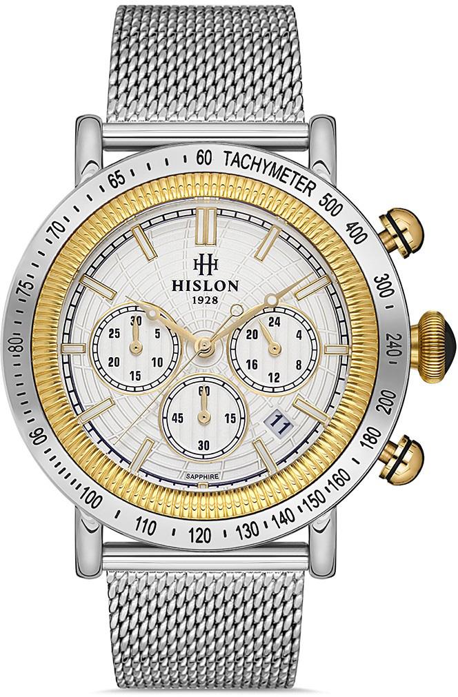 Hislon MS111T-02SG Pusulalı Takvimli 44 mm Çelik Kordon Analog Kol Saati