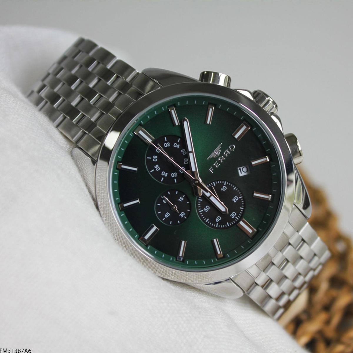 Ferro FM31387A6 Takvimli Çelik Kordon Analog Erkek Kol Saati