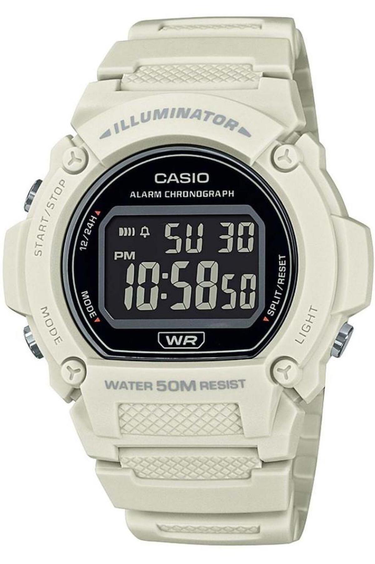 Casio W-219HC-8BVDF Takvimli 42 mm Beyaz Plastik Kordon Dijital Erkek Kol Saati