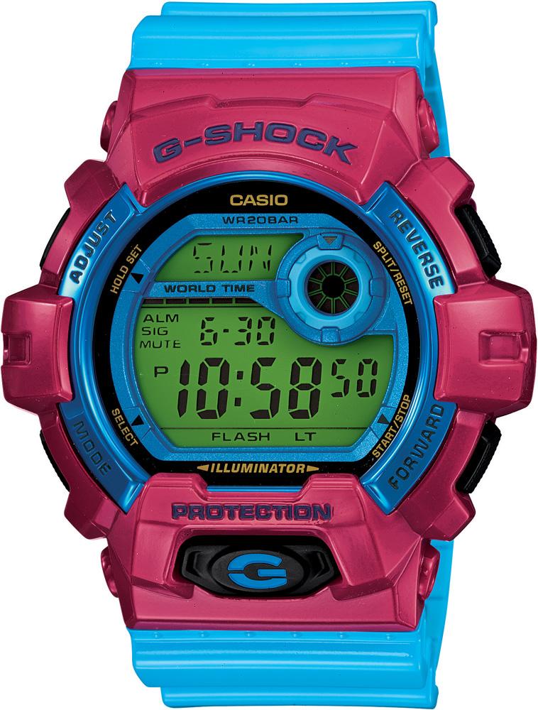 Casio G-8900SC-4D Takvimli 52.5 mm Mavi Silikon Kordon Dijital Kol Saati