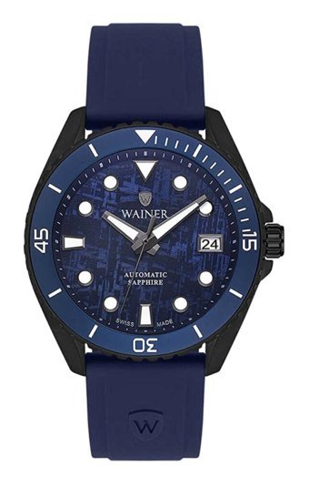 Wainer WA.25110-D Pusulalı Takvimli 44 mm Lacivert Silikon Kordon Analog Erkek Kol Saati