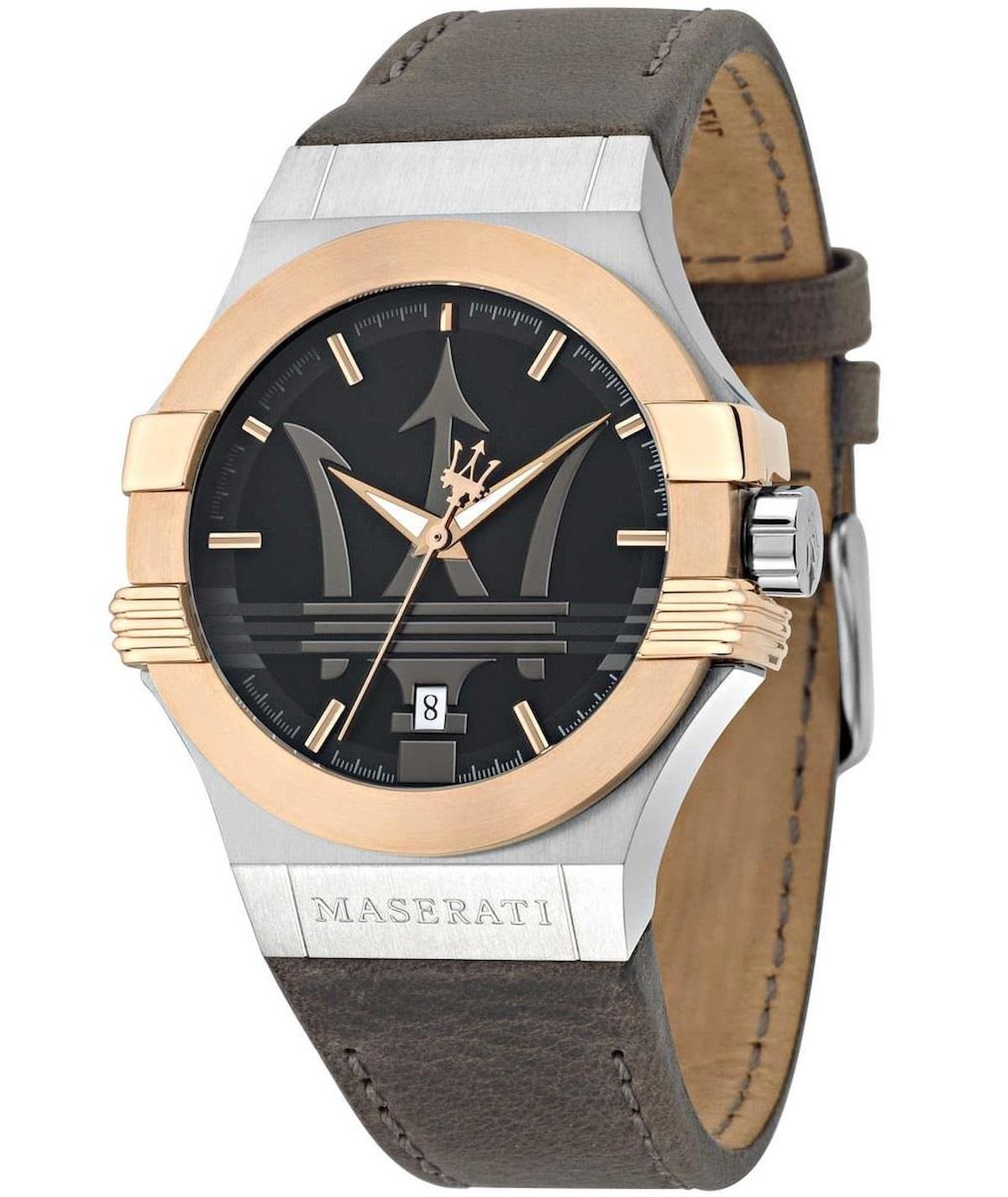 Maserati R8851108014 Takvimli 42 mm Gri Deri Kordon Analog Erkek Kol Saati