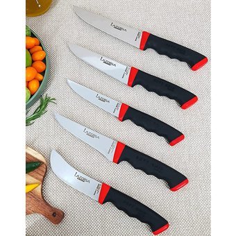 Lazbisa Soft Grip 5 Parça Mutfak Bıçak Seti Et Ekmek Sebze Meyve Bıçak ( No: 0-1-2-Y-S ) ( Abs Kaymaz Sap )