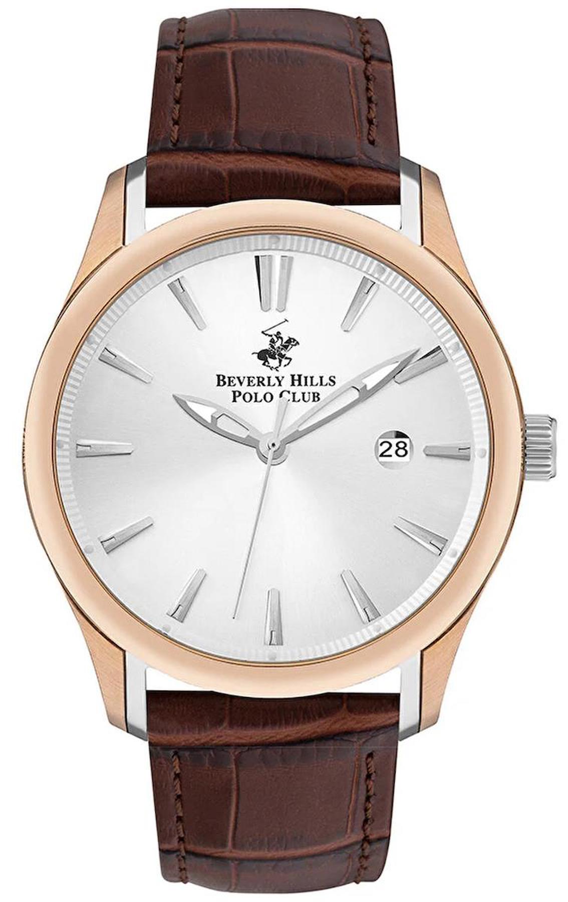 Beverly Hills Polo Club BP3410X432 Takvimli 46 mm Kahverengi Deri Kordon Analog Erkek Kol Saati