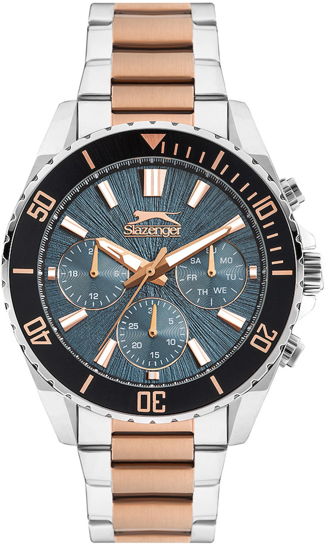 Slazenger SL.09.2273.2.07 Takvimli 44 mm Gri-Rose Gold Çelik Kordon Analog Erkek Kol Saati