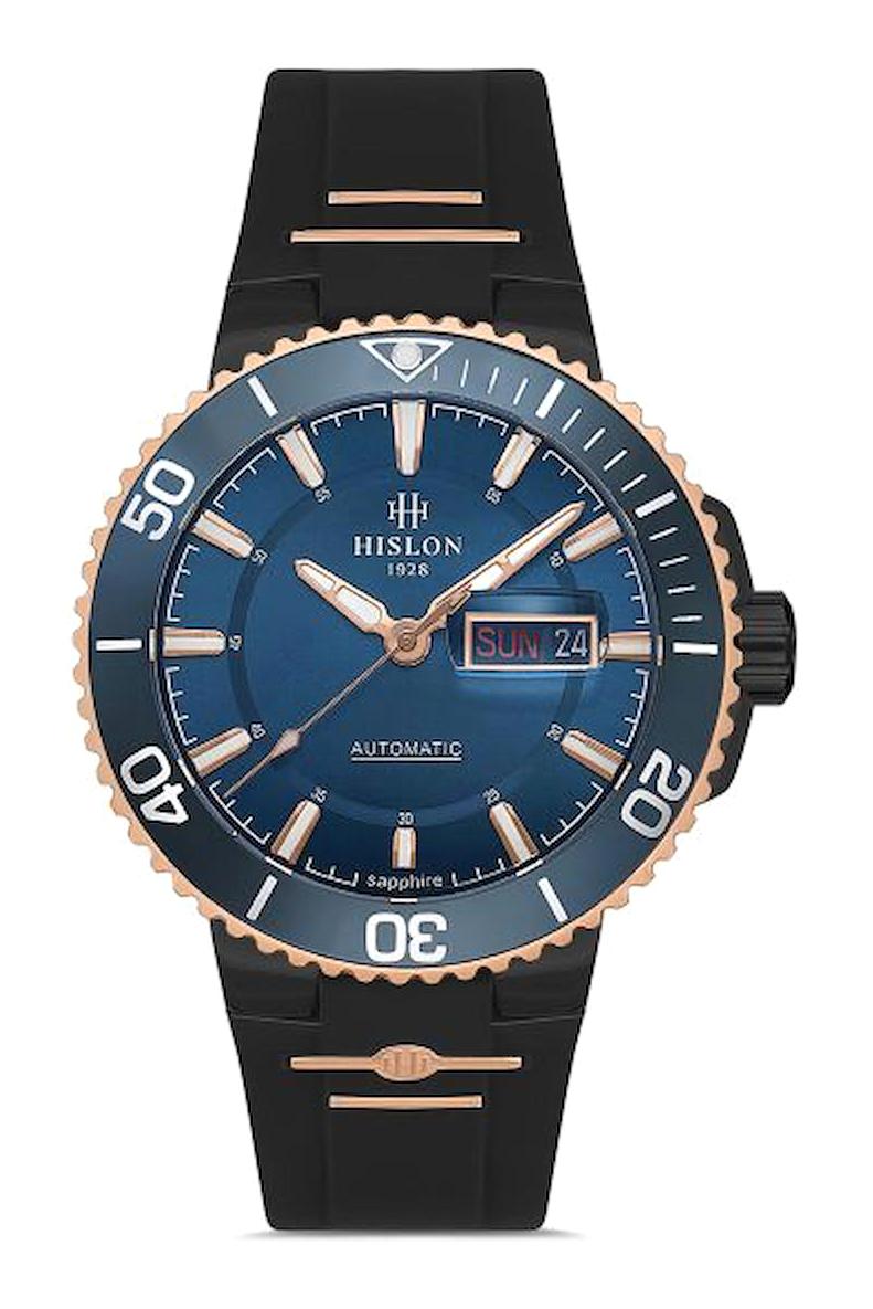 Hislon SD137T-11BN Takvimli 43 mm Siyah Silikon Kordon Analog Erkek Kol Saati