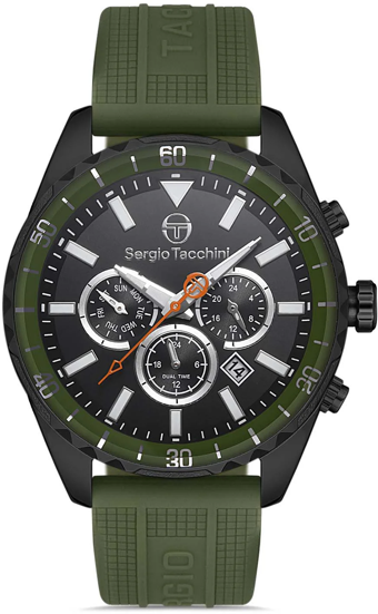 Sergio Tacchini ST.1.10154.6 Takvimli 44 mm Yeşil Silikon Kordon Analog Kol Saati