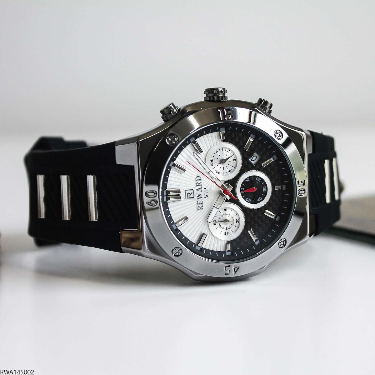 Reward RWA145002 Takvimli 45 mm Siyah Silikon Kordon Analog Erkek Kol Saati