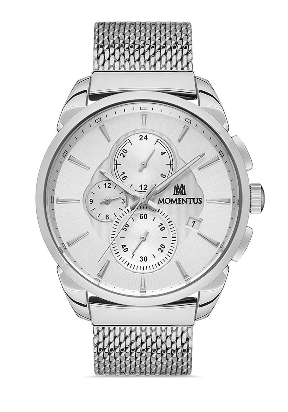 Momentus CC206S-02SS Takvimli 44 mm Çelik Kordon Analog Erkek Kol Saati