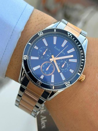 Frank Alex FA.FT.1.107 Takvimli 46-50 mm Gri-Rose Gold Çelik Kordon Analog Erkek Kol Saati
