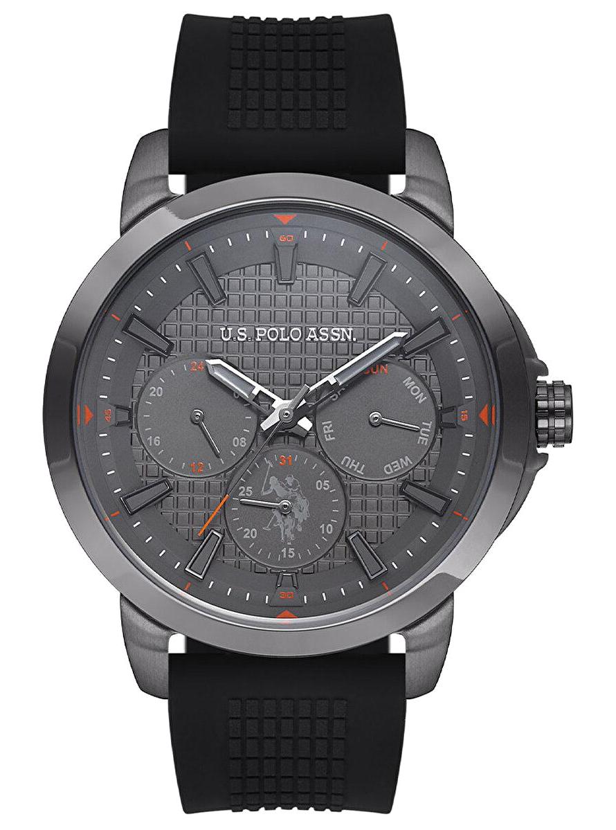 U.S. Polo Assn USPA1011-01 Takvimli 45 mm Siyah Silikon Kordon Analog Erkek Kol Saati